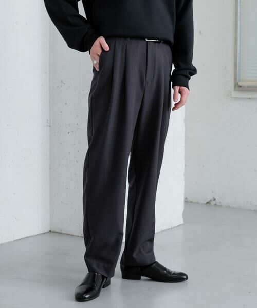 SENSE OF PLACE by URBAN RESEARCH / センスオブプレイス バイ アーバンリサーチ その他パンツ | 『イージーケア』ダブルタックテーパードパンツ(チャコールグレー)