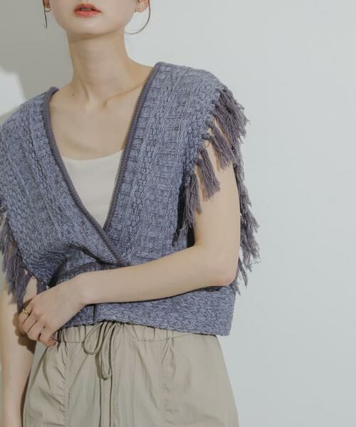 SENSE OF PLACE by URBAN RESEARCH / センスオブプレイス バイ アーバンリサーチ ベスト | フリンジニットベスト | 詳細1