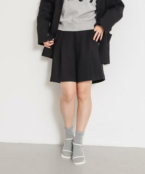 SENSE OF PLACE by URBAN RESEARCH / センスオブプレイス バイ アーバンリサーチ ショート・ハーフ・半端丈パンツ | タックバミューダパンツ(ブラック)