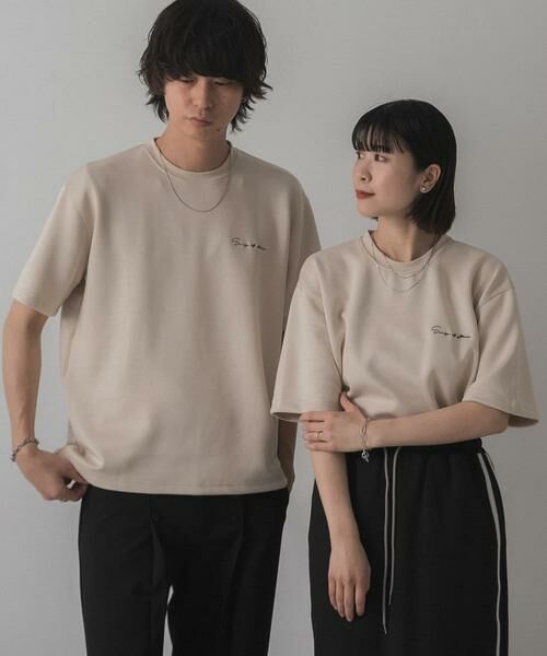 SENSE OF PLACE by URBAN RESEARCH / センスオブプレイス バイ アーバンリサーチ Tシャツ | 『一部WEB限定カラー』『ユニセックス』シシュウダンボールポンチショートスリーブTシャツ(ライトベージュ)