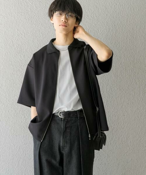 SENSE OF PLACE by URBAN RESEARCH / センスオブプレイス バイ アーバンリサーチ カーディガン・ボレロ | 『ユニセックス』ZIPカーディガンTシャツ(5分袖)(ブラック)