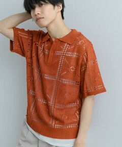 SENSE OF PLACE by URBAN RESEARCH / センスオブプレイス バイ アーバンリサーチ ニット・セーター | クロシェライクニットポロシャツ(5分袖)