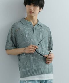 SENSE OF PLACE by URBAN RESEARCH / センスオブプレイス バイ アーバンリサーチ ニット・セーター | クロシェライクニットポロシャツ(5分袖)