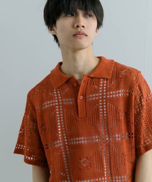 SENSE OF PLACE by URBAN RESEARCH / センスオブプレイス バイ アーバンリサーチ ニット・セーター | クロシェライクニットポロシャツ(5分袖) | 詳細1