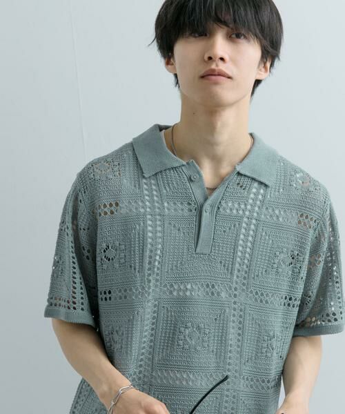 SENSE OF PLACE by URBAN RESEARCH / センスオブプレイス バイ アーバンリサーチ ニット・セーター | クロシェライクニットポロシャツ(5分袖) | 詳細14