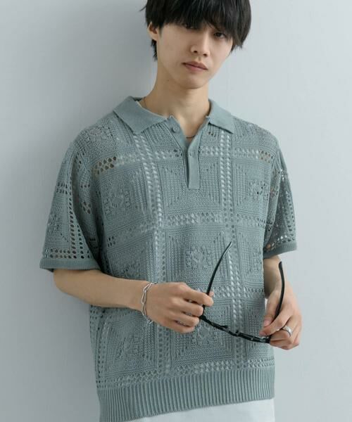 SENSE OF PLACE by URBAN RESEARCH / センスオブプレイス バイ アーバンリサーチ ニット・セーター | クロシェライクニットポロシャツ(5分袖) | 詳細15