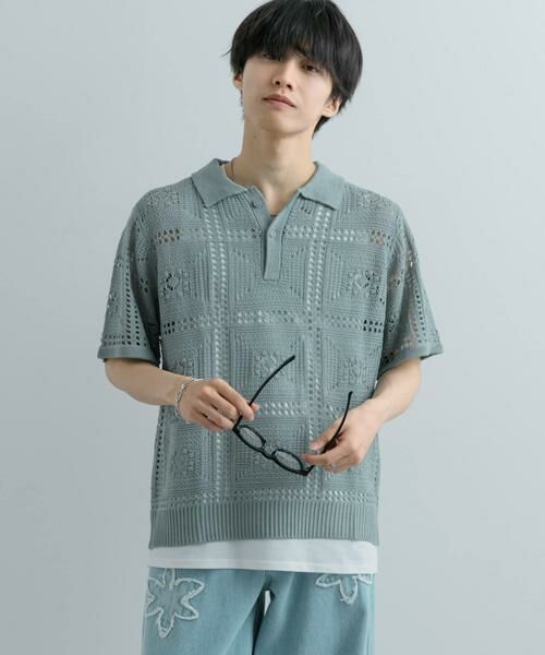 SENSE OF PLACE by URBAN RESEARCH / センスオブプレイス バイ アーバンリサーチ ニット・セーター | クロシェライクニットポロシャツ(5分袖) | 詳細17