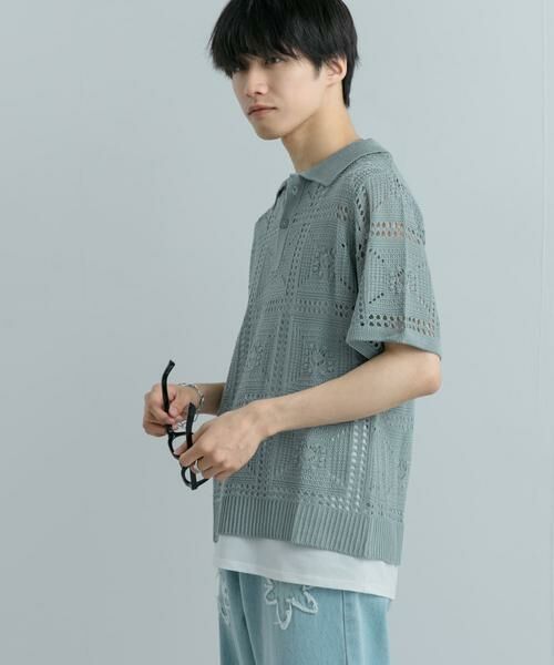 SENSE OF PLACE by URBAN RESEARCH / センスオブプレイス バイ アーバンリサーチ ニット・セーター | クロシェライクニットポロシャツ(5分袖) | 詳細18