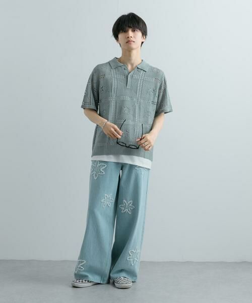 SENSE OF PLACE by URBAN RESEARCH / センスオブプレイス バイ アーバンリサーチ ニット・セーター | クロシェライクニットポロシャツ(5分袖) | 詳細20