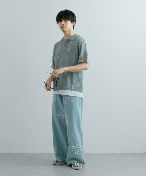 SENSE OF PLACE by URBAN RESEARCH / センスオブプレイス バイ アーバンリサーチ ニット・セーター | クロシェライクニットポロシャツ(5分袖) | 詳細21