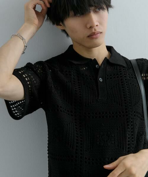 SENSE OF PLACE by URBAN RESEARCH / センスオブプレイス バイ アーバンリサーチ ニット・セーター | クロシェライクニットポロシャツ(5分袖) | 詳細24