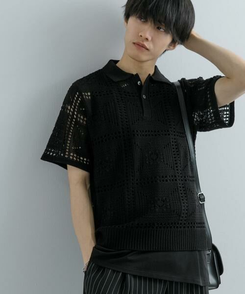 SENSE OF PLACE by URBAN RESEARCH / センスオブプレイス バイ アーバンリサーチ ニット・セーター | クロシェライクニットポロシャツ(5分袖) | 詳細25