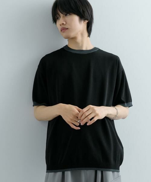 SENSE OF PLACE by URBAN RESEARCH / センスオブプレイス バイ アーバンリサーチ ニット・セーター | 『洗濯可』リブハイショクラインニットTシャツ(5分袖) | 詳細3