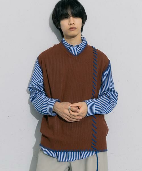 SENSE OF PLACE by URBAN RESEARCH / センスオブプレイス バイ アーバンリサーチ ベスト | ブランケットステッチVネックベスト | 詳細2