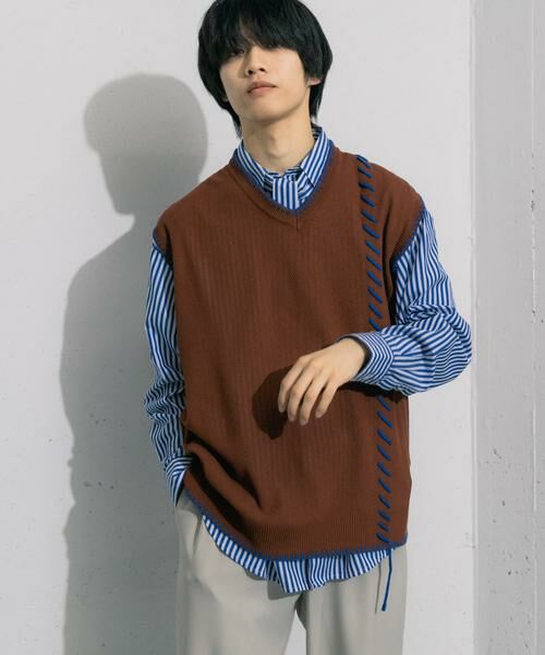 SENSE OF PLACE by URBAN RESEARCH / センスオブプレイス バイ アーバンリサーチ ベスト | ブランケットステッチVネックベスト | 詳細3