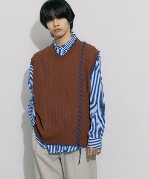 SENSE OF PLACE by URBAN RESEARCH / センスオブプレイス バイ アーバンリサーチ ベスト | ブランケットステッチVネックベスト | 詳細4