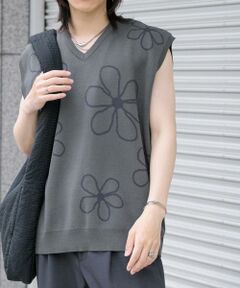 SENSE OF PLACE by URBAN RESEARCH / センスオブプレイス バイ アーバンリサーチ ベスト | ポップアートフラワーニットベスト