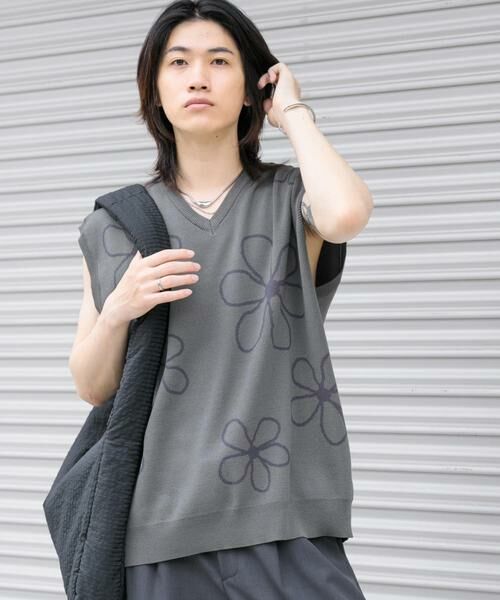 SENSE OF PLACE by URBAN RESEARCH / センスオブプレイス バイ アーバンリサーチ ベスト | ポップアートフラワーニットベスト | 詳細15