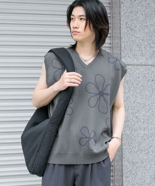 SENSE OF PLACE by URBAN RESEARCH / センスオブプレイス バイ アーバンリサーチ ベスト | ポップアートフラワーニットベスト | 詳細16