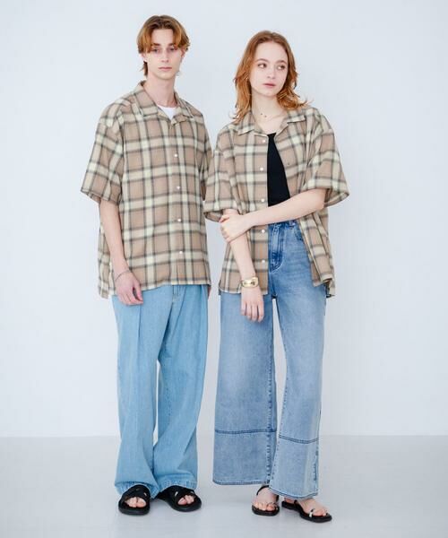 SENSE OF PLACE by URBAN RESEARCH / センスオブプレイス バイ アーバンリサーチ シャツ・ブラウス | 『Sサイズあり』『ユニセックス』オンブレチェックオープンカラーシャツ | 詳細18