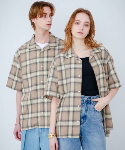 SENSE OF PLACE by URBAN RESEARCH / センスオブプレイス バイ アーバンリサーチ シャツ・ブラウス | 『Sサイズあり』『ユニセックス』オンブレチェックオープンカラーシャツ | 詳細13
