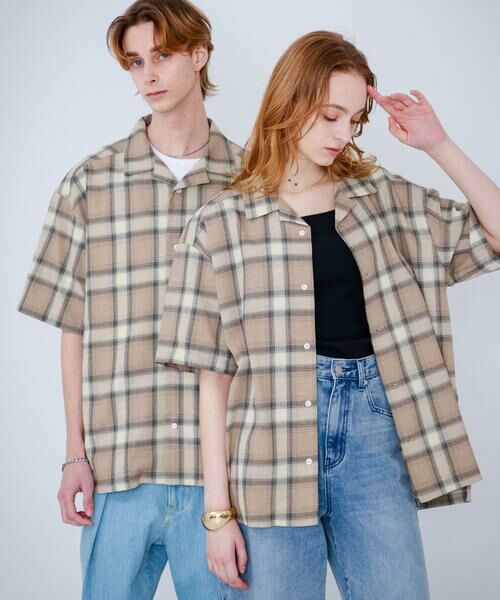 SENSE OF PLACE by URBAN RESEARCH / センスオブプレイス バイ アーバンリサーチ シャツ・ブラウス | 『Sサイズあり』『ユニセックス』オンブレチェックオープンカラーシャツ | 詳細14