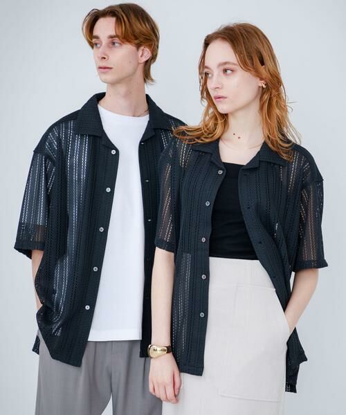 SENSE OF PLACE by URBAN RESEARCH / センスオブプレイス バイ アーバンリサーチ シャツ・ブラウス | 『ユニセックス』『洗濯可』アソートレースオープンカラーシャツ(5分袖) | 詳細2