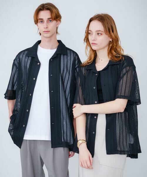 SENSE OF PLACE by URBAN RESEARCH / センスオブプレイス バイ アーバンリサーチ シャツ・ブラウス | 『ユニセックス』『洗濯可』アソートレースオープンカラーシャツ(5分袖) | 詳細4