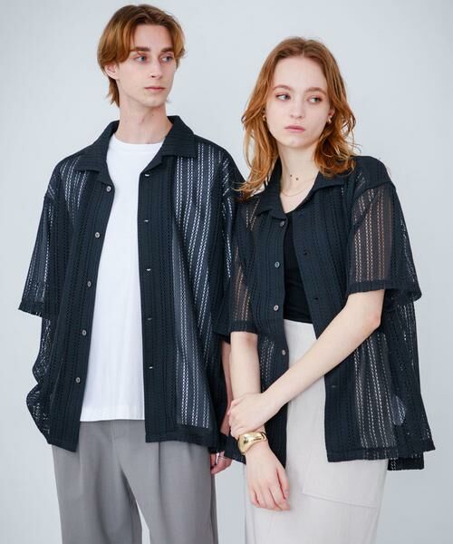 SENSE OF PLACE by URBAN RESEARCH / センスオブプレイス バイ アーバンリサーチ シャツ・ブラウス | 『ユニセックス』『洗濯可』アソートレースオープンカラーシャツ(5分袖) | 詳細5