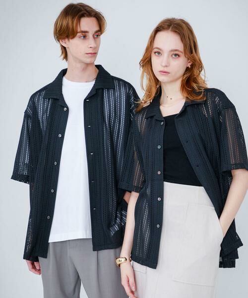 SENSE OF PLACE by URBAN RESEARCH / センスオブプレイス バイ アーバンリサーチ シャツ・ブラウス | 『ユニセックス』『洗濯可』アソートレースオープンカラーシャツ(5分袖) | 詳細6