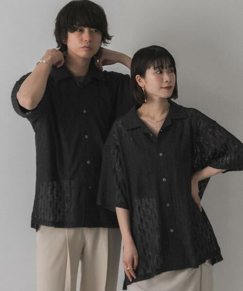 SENSE OF PLACE by URBAN RESEARCH / センスオブプレイス バイ アーバンリサーチ シャツ・ブラウス | 『ユニセックス』『洗濯可』アソートレースオープンカラーシャツ(5分袖) | 詳細28