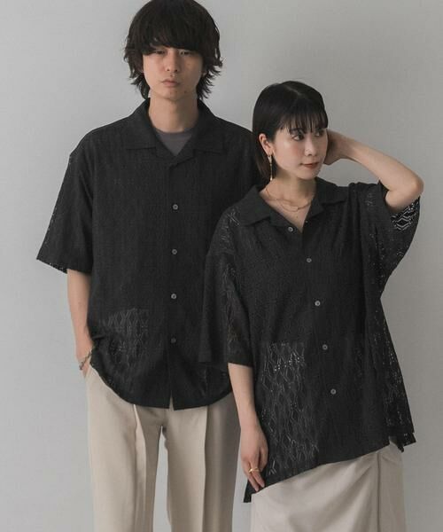 SENSE OF PLACE by URBAN RESEARCH / センスオブプレイス バイ アーバンリサーチ シャツ・ブラウス | 『ユニセックス』『洗濯可』アソートレースオープンカラーシャツ(5分袖) | 詳細30