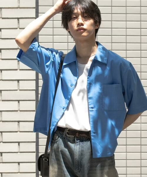 SENSE OF PLACE by URBAN RESEARCH / センスオブプレイス バイ アーバンリサーチ シャツ・ブラウス | 『イージーケア/セットアップ対応/ユニセックス』リネンライクボクシーシャツ(5分袖) | 詳細1