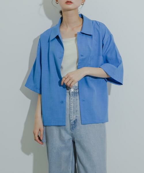 SENSE OF PLACE by URBAN RESEARCH / センスオブプレイス バイ アーバンリサーチ シャツ・ブラウス | 『イージーケア/セットアップ対応/ユニセックス』リネンライクボクシーシャツ(5分袖) | 詳細13