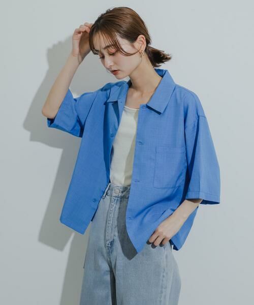 SENSE OF PLACE by URBAN RESEARCH / センスオブプレイス バイ アーバンリサーチ シャツ・ブラウス | 『イージーケア/セットアップ対応/ユニセックス』リネンライクボクシーシャツ(5分袖) | 詳細14