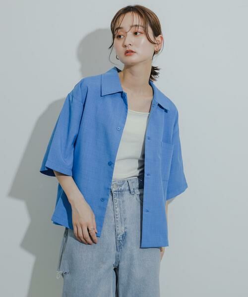 SENSE OF PLACE by URBAN RESEARCH / センスオブプレイス バイ アーバンリサーチ シャツ・ブラウス | 『イージーケア/セットアップ対応/ユニセックス』リネンライクボクシーシャツ(5分袖) | 詳細15