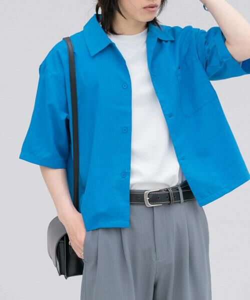 SENSE OF PLACE by URBAN RESEARCH / センスオブプレイス バイ アーバンリサーチ シャツ・ブラウス | 『イージーケア/セットアップ対応/ユニセックス』リネンライクボクシーシャツ(5分袖) | 詳細6