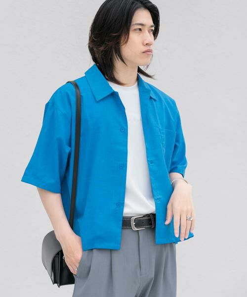 SENSE OF PLACE by URBAN RESEARCH / センスオブプレイス バイ アーバンリサーチ シャツ・ブラウス | 『イージーケア/セットアップ対応/ユニセックス』リネンライクボクシーシャツ(5分袖) | 詳細8