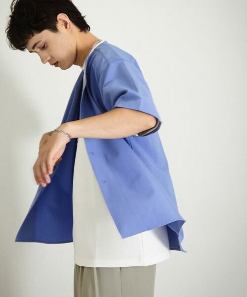 SENSE OF PLACE by URBAN RESEARCH / センスオブプレイス バイ アーバンリサーチ シャツ・ブラウス | ノーカラーシャツ(5分袖)(ブルー)