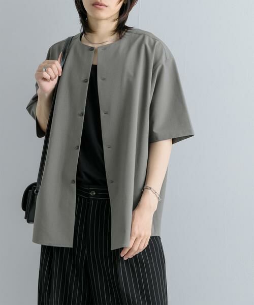 SENSE OF PLACE by URBAN RESEARCH / センスオブプレイス バイ アーバンリサーチ シャツ・ブラウス | ノーカラーシャツ(5分袖)(グレー)