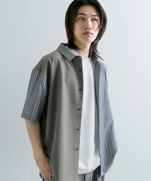SENSE OF PLACE by URBAN RESEARCH / センスオブプレイス バイ アーバンリサーチ シャツ・ブラウス | ストライプブロックドシャツ(5分袖) | 詳細24