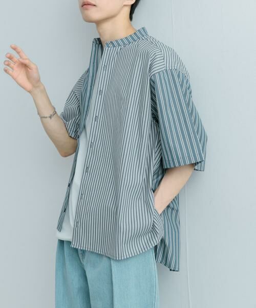 SENSE OF PLACE by URBAN RESEARCH / センスオブプレイス バイ アーバンリサーチ シャツ・ブラウス | 『ユニセックス』ストライプブロックドルーズシャツ | 詳細9