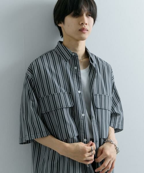 SENSE OF PLACE by URBAN RESEARCH / センスオブプレイス バイ アーバンリサーチ シャツ・ブラウス | ストライプCPOルーズシャツ(5分袖) | 詳細1
