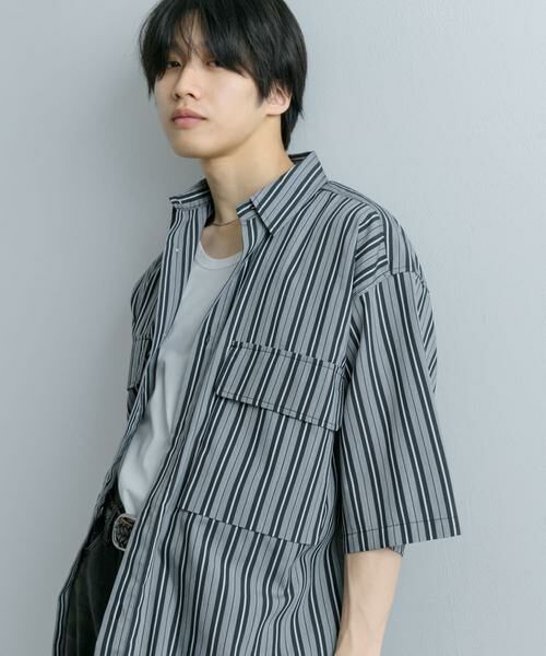 SENSE OF PLACE by URBAN RESEARCH / センスオブプレイス バイ アーバンリサーチ シャツ・ブラウス | ストライプCPOルーズシャツ(5分袖) | 詳細2