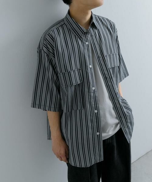 SENSE OF PLACE by URBAN RESEARCH / センスオブプレイス バイ アーバンリサーチ シャツ・ブラウス | ストライプCPOルーズシャツ(5分袖) | 詳細6