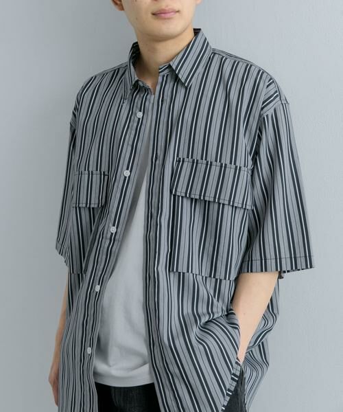 SENSE OF PLACE by URBAN RESEARCH / センスオブプレイス バイ アーバンリサーチ シャツ・ブラウス | ストライプCPOルーズシャツ(5分袖) | 詳細7
