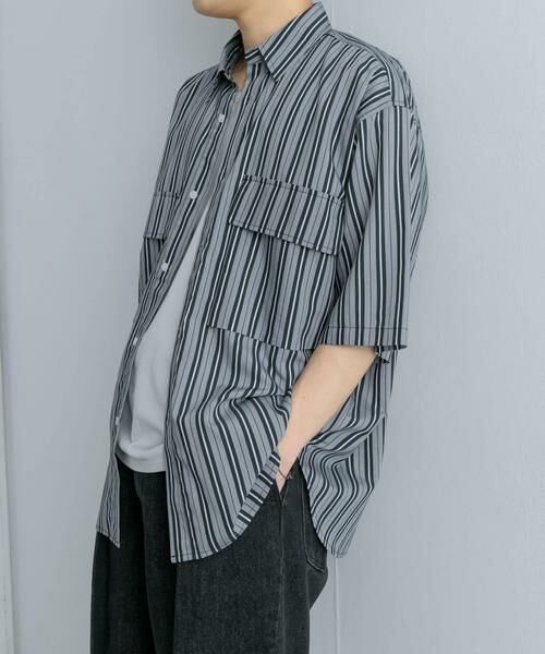 SENSE OF PLACE by URBAN RESEARCH / センスオブプレイス バイ アーバンリサーチ シャツ・ブラウス | ストライプCPOルーズシャツ(5分袖) | 詳細8