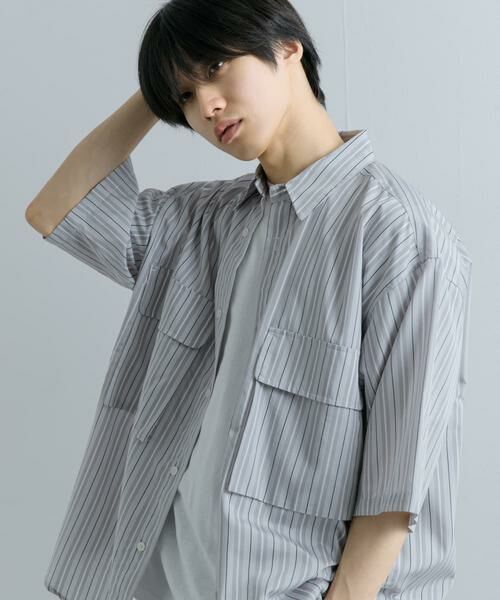 SENSE OF PLACE by URBAN RESEARCH / センスオブプレイス バイ アーバンリサーチ シャツ・ブラウス | ストライプCPOルーズシャツ(5分袖) | 詳細15