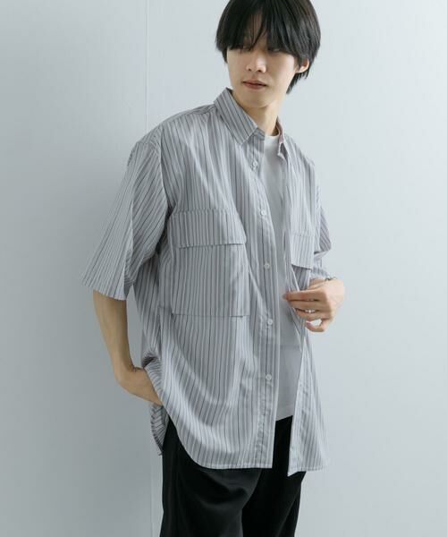 SENSE OF PLACE by URBAN RESEARCH / センスオブプレイス バイ アーバンリサーチ シャツ・ブラウス | ストライプCPOルーズシャツ(5分袖) | 詳細18