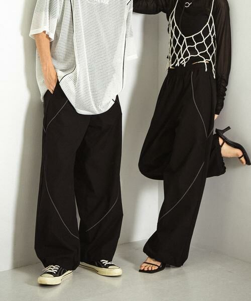 SENSE OF PLACE by URBAN RESEARCH / センスオブプレイス バイ アーバンリサーチ その他パンツ | 『ユニセックス』『セットアップ対応』 ブロックドトラックワイドパンツ | 詳細2